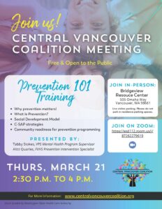 March 21st Meeting & Prevention 101 Training Flyer