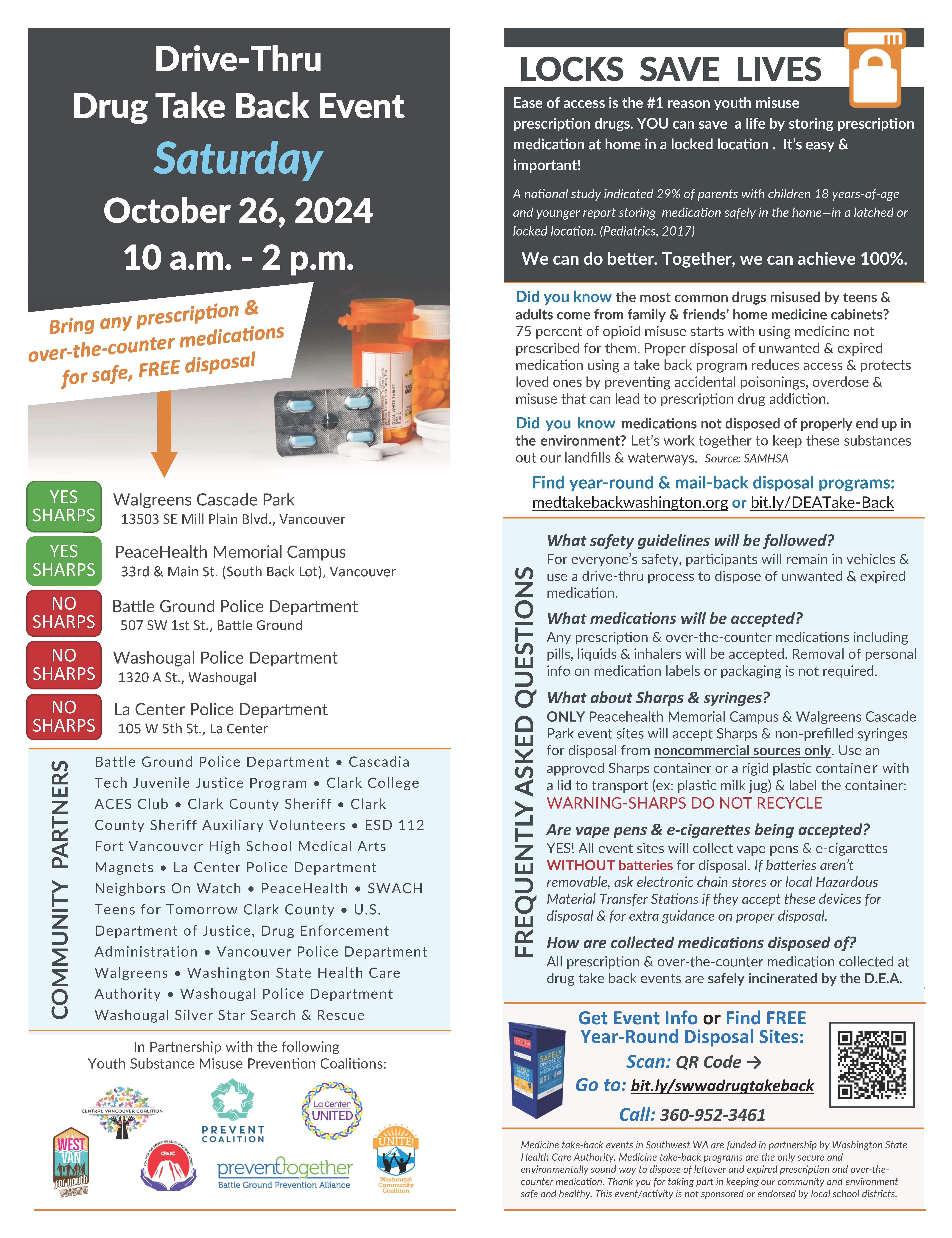 October 26th Drive-Trhu Drug Take Back Event flyer